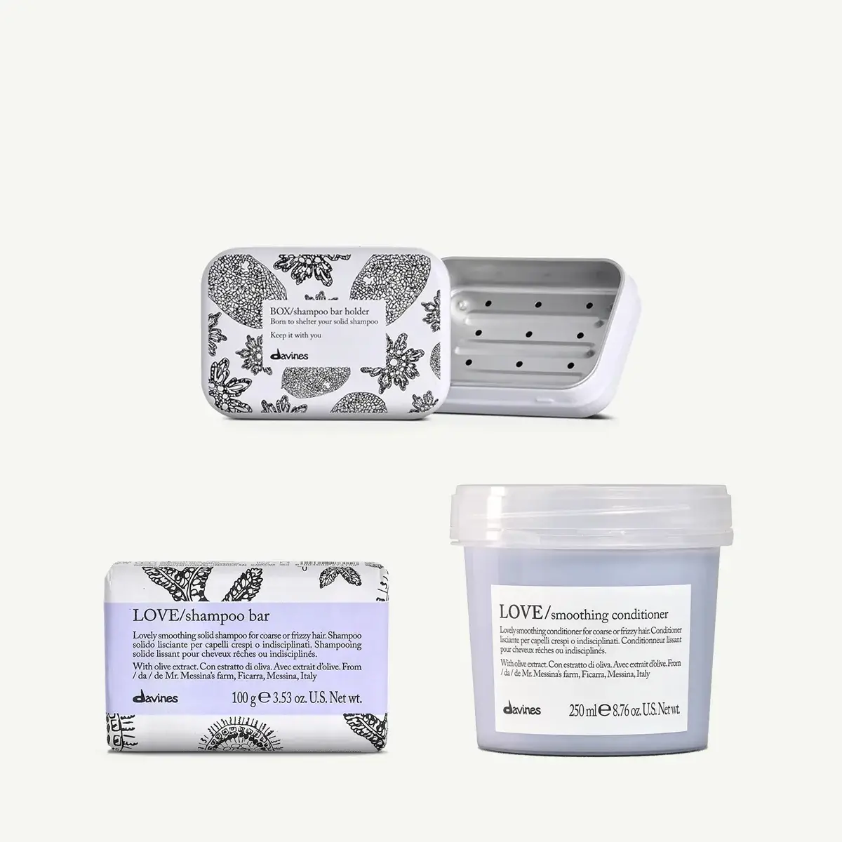 Davines LOVE Smoothing Shampoo Bar Trial Kit